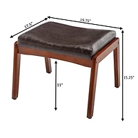 Brown Faux Leather Natasha Ottoman Stool
