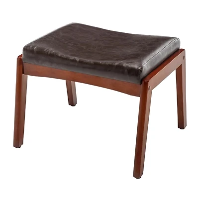 Brown Faux Leather Natasha Ottoman Stool