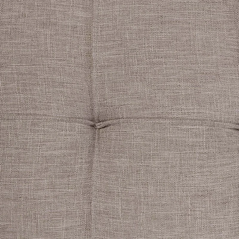 Tan Upholstered Round Shoe Storage Ottoman