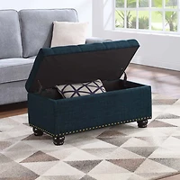 Navy Blue Tufted Jess Storage Ottoman Bench