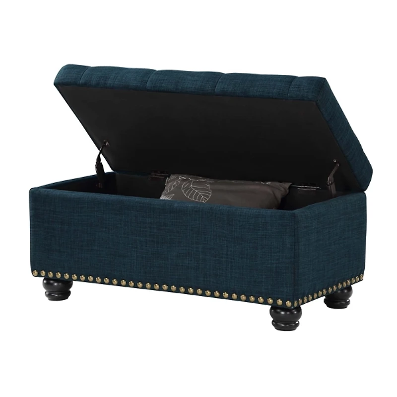 Navy Blue Tufted Jess Storage Ottoman Bench