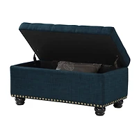 Navy Blue Tufted Jess Storage Ottoman Bench