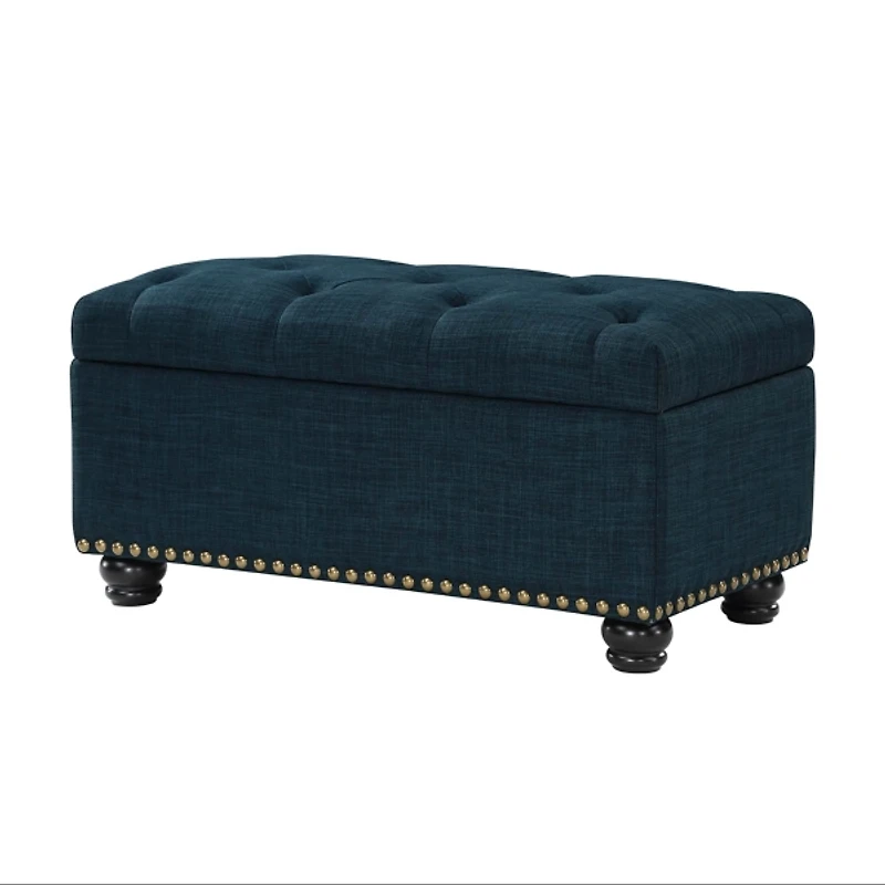 Navy Blue Tufted Jess Storage Ottoman Bench