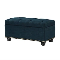 Navy Blue Tufted Jess Storage Ottoman Bench