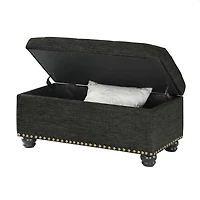 Gray Tufted Jess Storage Ottoman Bench