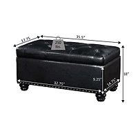 Gray Tufted Jess Storage Ottoman Bench