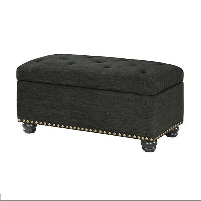 Gray Tufted Jess Storage Ottoman Bench