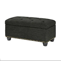 Gray Tufted Jess Storage Ottoman Bench
