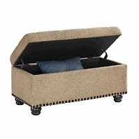 Beige Tufted Jess Storage Ottoman Bench