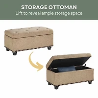 Beige Tufted Jess Storage Ottoman Bench