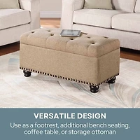 Beige Tufted Jess Storage Ottoman Bench