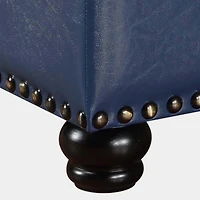 Navy Faux Leather Jessy Storage Ottoman
