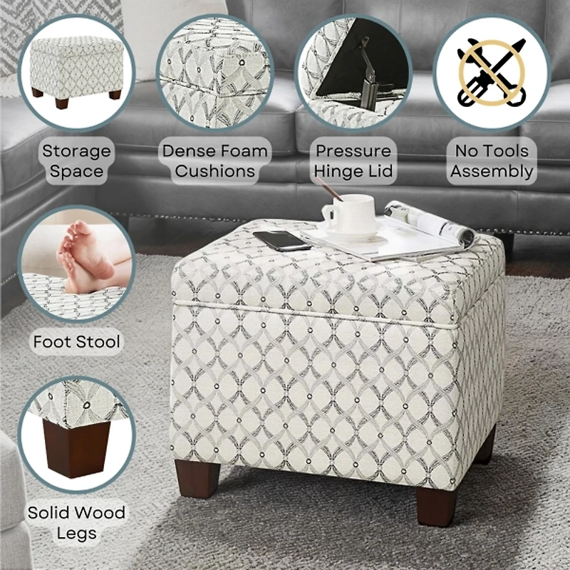 White & Gray Madison Storage Ottoman