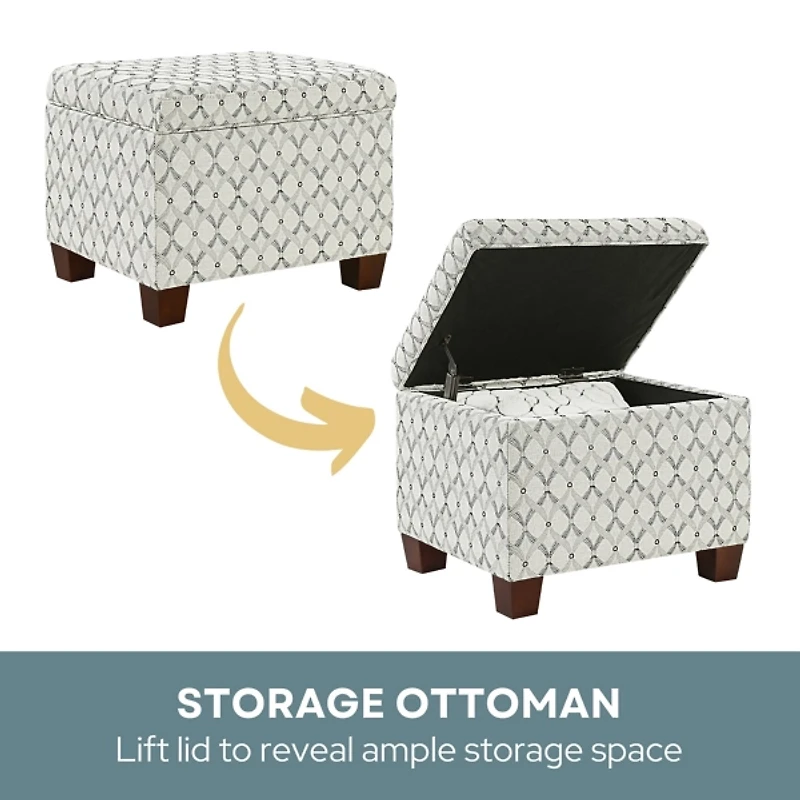 White & Gray Madison Storage Ottoman