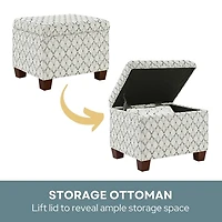 White & Gray Madison Storage Ottoman