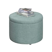 Teal Upholstered Round Shoe Storage Ottoman
