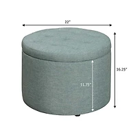 Teal Upholstered Round Shoe Storage Ottoman