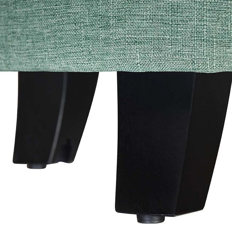 Teal Upholstered Eliza Round Storage Ottoman