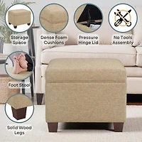 Beige Madison Storage Ottoman