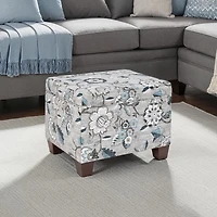 Gray Floral Madison Storage Ottoman