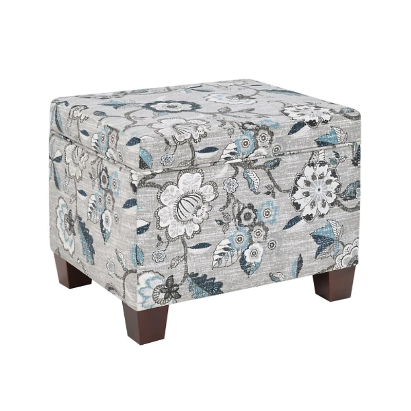 Gray Floral Madison Storage Ottoman
