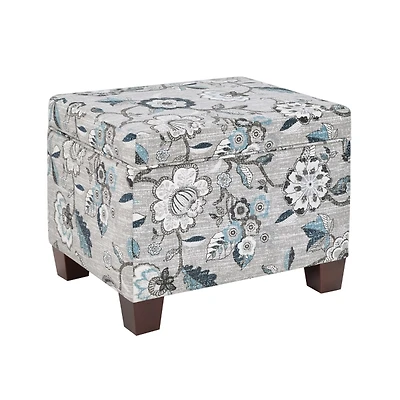 Gray Floral Madison Storage Ottoman