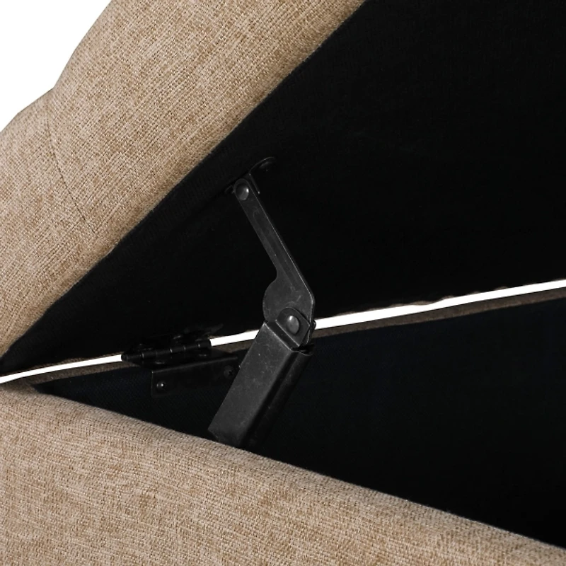 Tan Upholstered Carey Storage Ottoman Bench