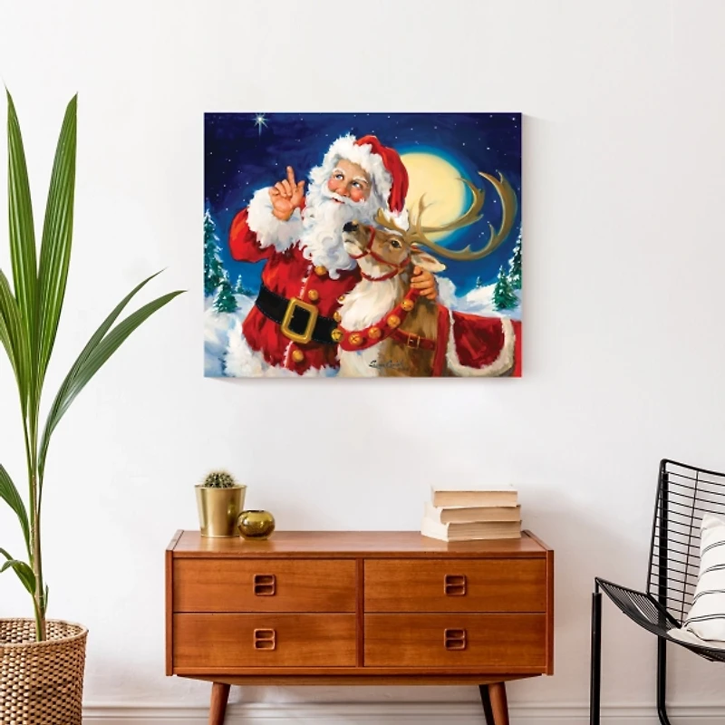 Santa's Lead Reindeer Canvas Art Print