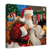 Santa Checking His List Canvas Art Print