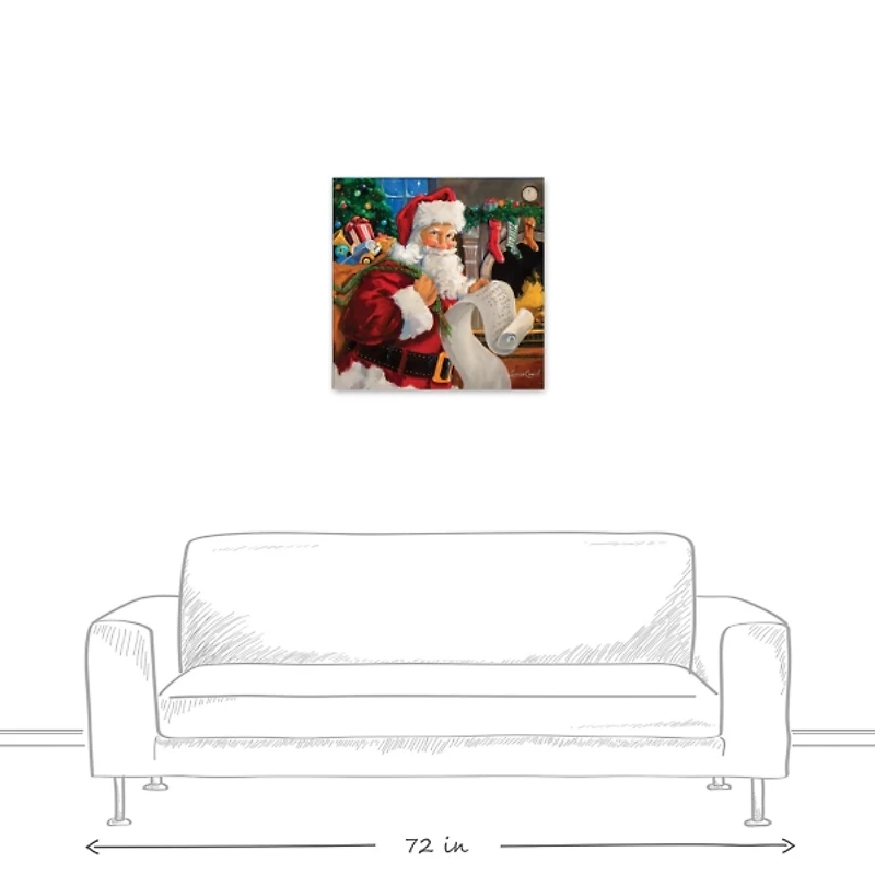 Santa Checking His List Canvas Art Print