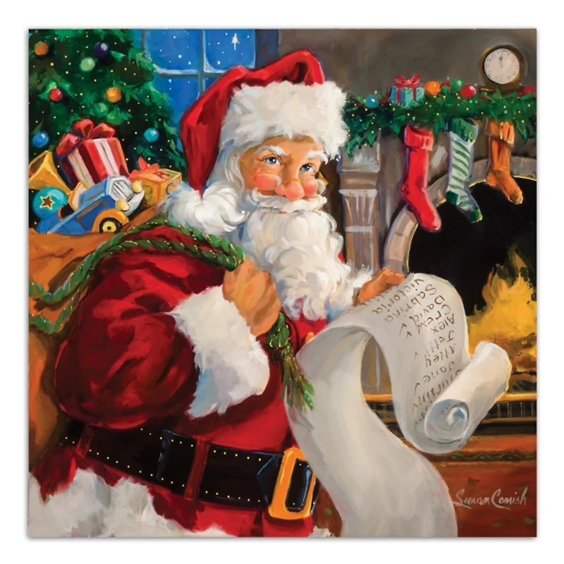 Santa Checking His List Canvas Art Print