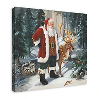 Woodland Santa Canvas Art Print