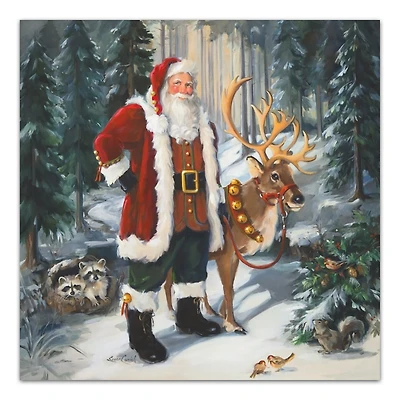 Woodland Santa Canvas Art Print