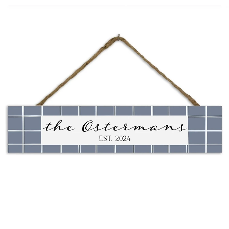 Personalized Family Blue Plaid Wall Plaque
