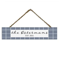 Personalized Family Blue Plaid Wall Plaque