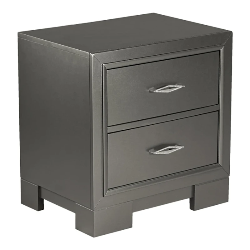 Metallic Gray Wood Jovan Nightstand