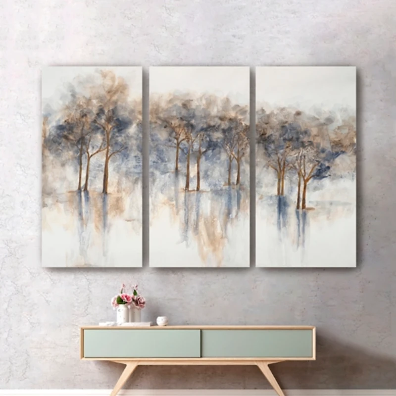 Misty Woods Canvas Art Prints, Set of 3