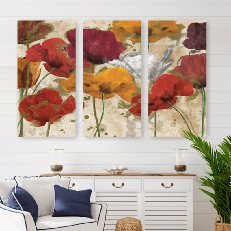 Happy Flowers Canvas Art Prints, Set of 3