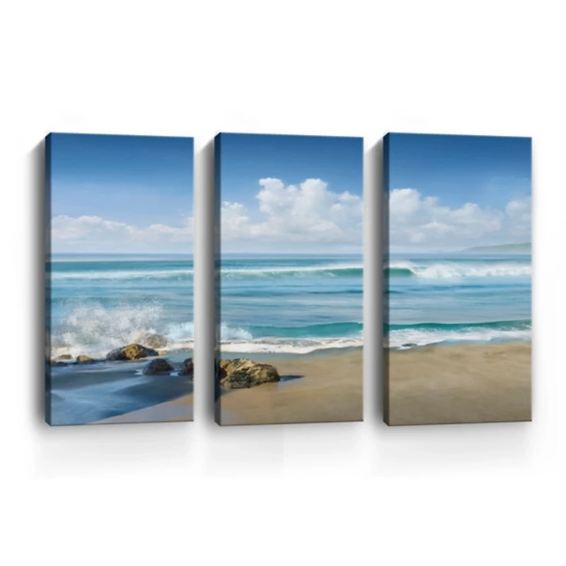 Sweeping Blue Canvas Art Prints, Set of 3