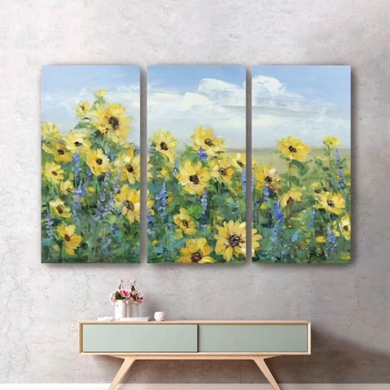 Sunflowers Forever Canvas Art Prints, Set of 3