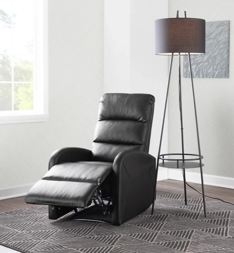 Black Faux Leather Dormi Recliner