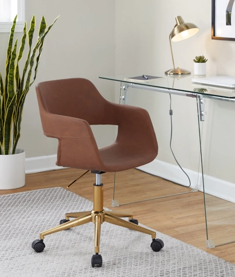 Faux Leather & Gold Marshall Office Chair