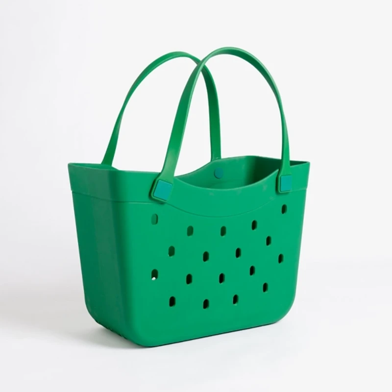 Dark Green Curve Carry-All Basket Tote