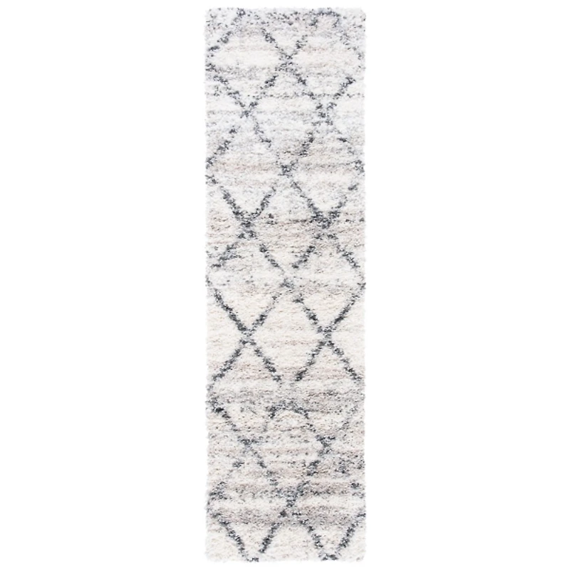 Gray and Ivory Fontana Shag Runner, 2x8