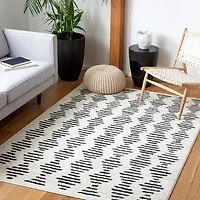 Black and Ivory Tulum Geometric Area Rug
