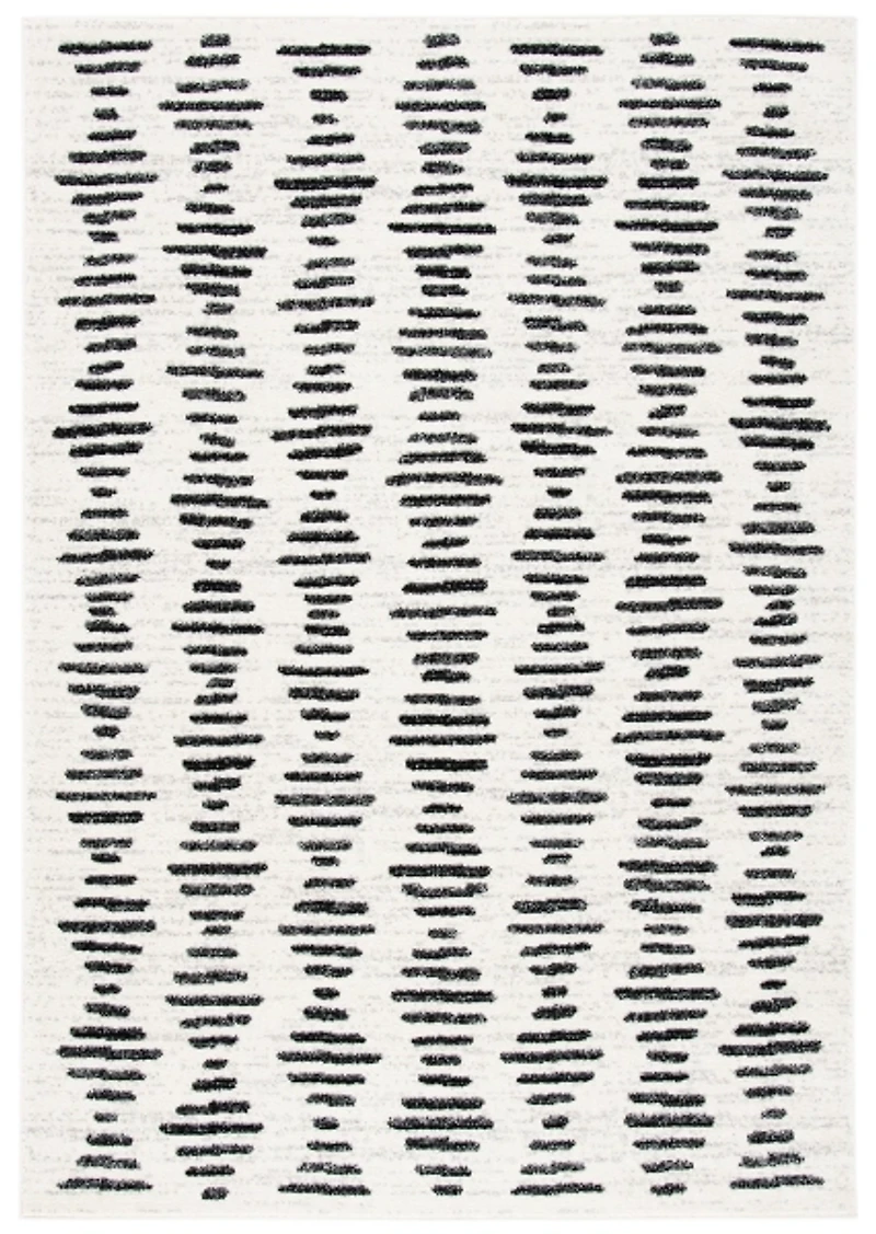 Black and Ivory Tulum Geometric Area Rug