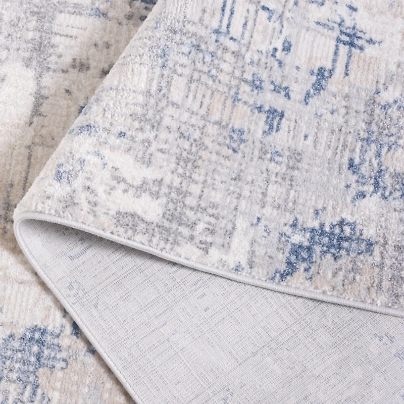 Gray and Blue Whisper Abstract Runner, 2x8