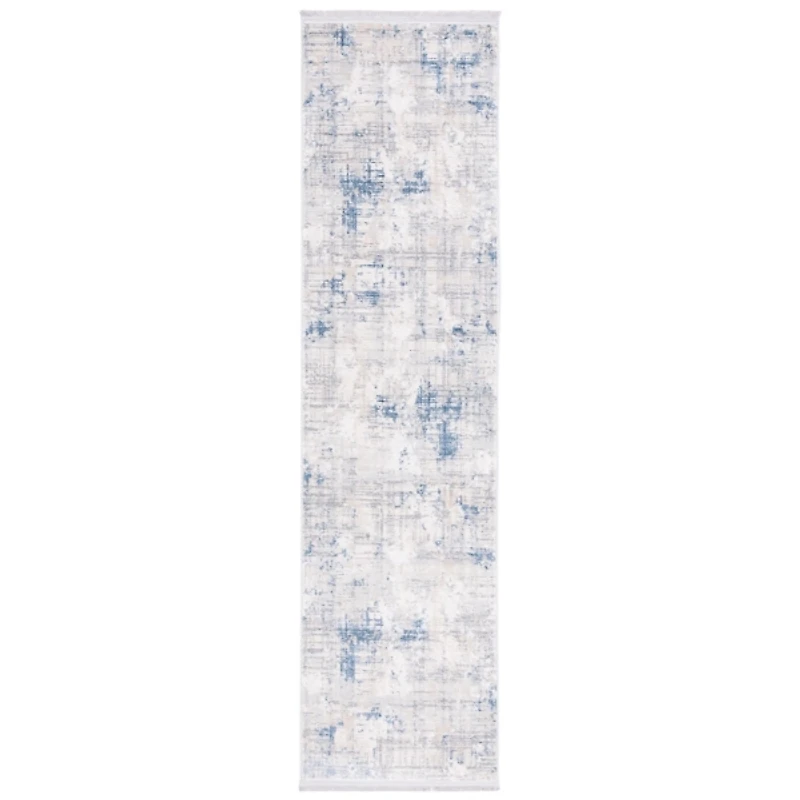 Gray and Blue Whisper Abstract Runner, 2x8