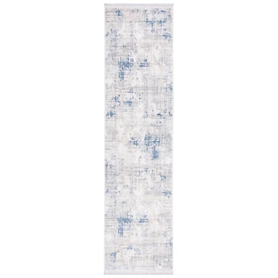 Gray and Blue Whisper Abstract Runner, 2x8