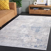 Gray and Blue Whisper Abstract Area Rug
